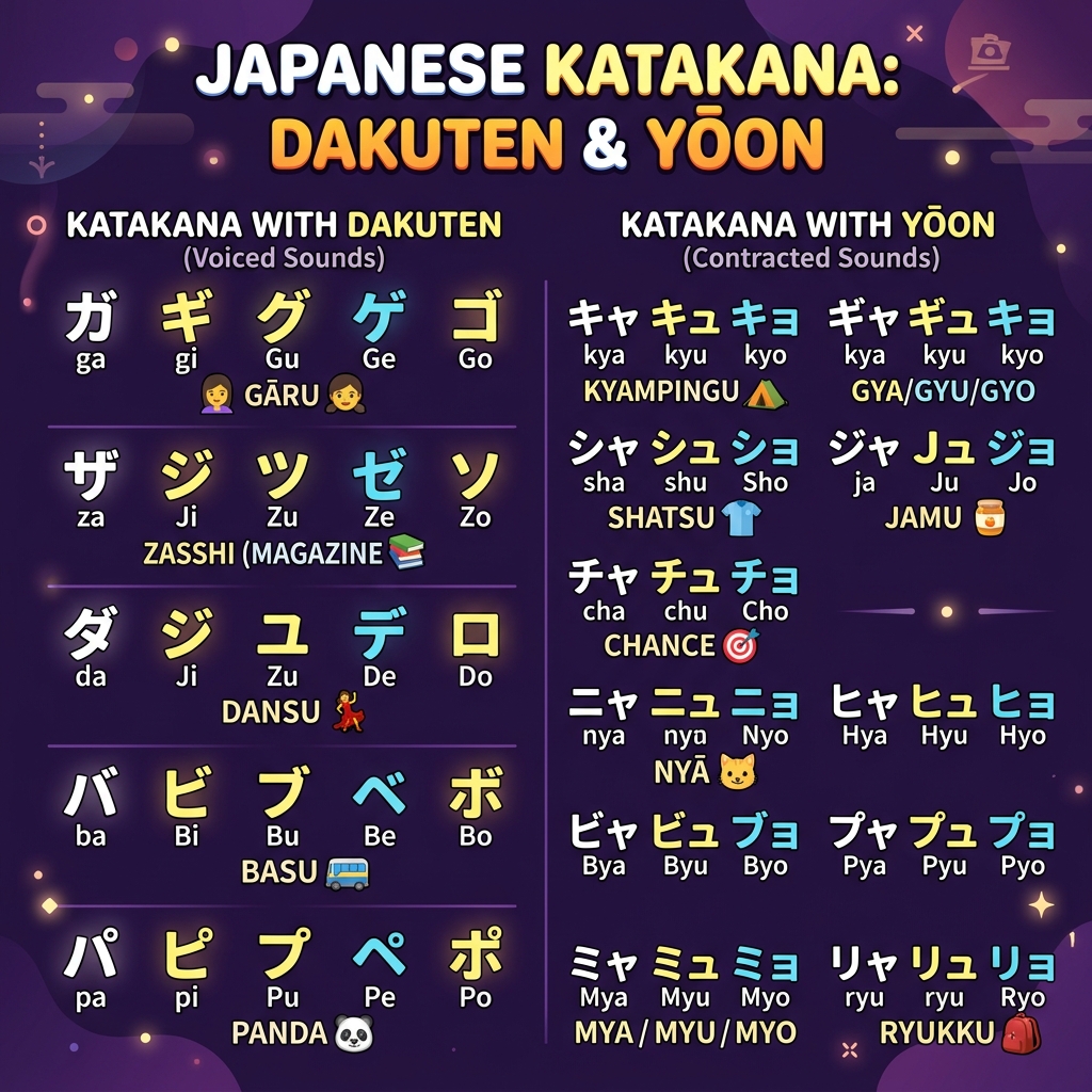 Katakana Dakuten and Yoon Combinations